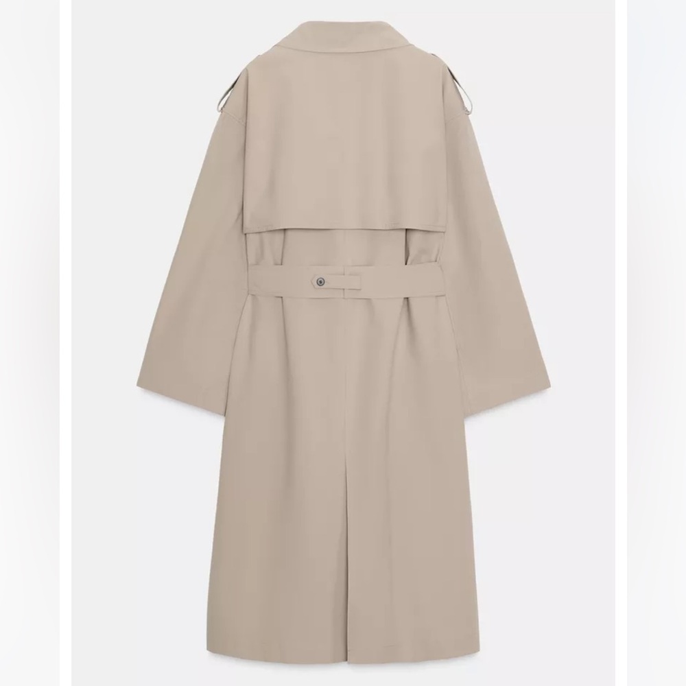 Zara NWT long waterproof trench coat with belt camel 8073/258 - Picture 5 of 14